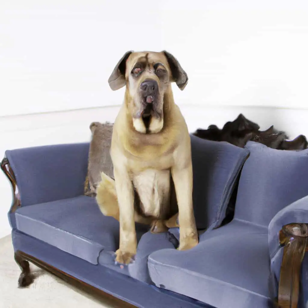 American Molossus dog size on sofa